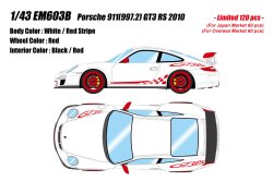 Photo1: **Preorder** EM603B Porsche 911(997.2) GT3 RS 2010 White / Red Stripe Limited 120pcs