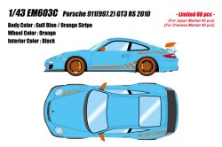 Photo1: **Preorder** EM603C Porsche 911(997.2) GT3 RS 2010 Gulf Blue / Orange Stripe Limited 80pcs
