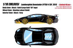 Photo1: **Preorder** EIDOLON EML005I 1/18 Lamborghini Aventador LP750-4 SV 2015 Black / Gold Limited 40pcs
