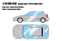 Photo1: **Preorder** EIDOLON EML115B 1/18 Honda Civic TYPE R (EK9) 1997 Vogue Silver Metallic