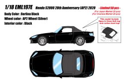 Photo1: **Preorder** EIDOLON  EML197E Honda S2000 20th Anniversary (AP2) 2020 Berlina Black Limited 50pcs