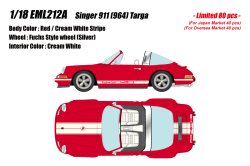 Photo1: **Preorder** EIDOLON EML212A 1/18 Singer 911 (964) Targa Red / Cream White Stripe Limited 80pcs