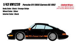 Photo1: **Preorder** VISION VM122O Porsche 911(964) Carrera RS 1992 Black / Orange Stripe Limited 40pcs