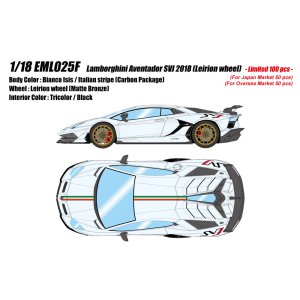 Photo: **Preorder** EIDOLON EML025F 1/18 Lamborghini Aventador SVJ 2018 (Leirion wheel) Bianco Isis /Italian Stripe Limited 100pcs