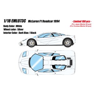 Photo: **Preorder** EIDOLON EML073C 1/18 McLaren F1 Road car 1994 Whtie Limited 100pcs