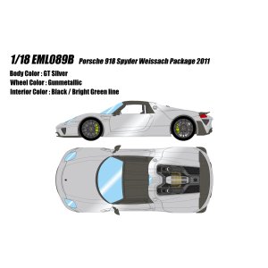 Photo: **Preorder** EIDOLON EML089B 1/18 Porsche 918 Spyder Weissach Package 2011 GT Silver