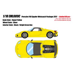 Photo: **Preorder** EIDOLON EML089C 1/18 Porsche 918 Spyder Weissach Package 2011 Signal Yellow Limited 80pcs