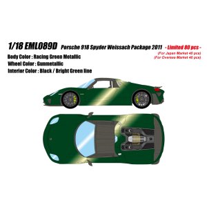 Photo: **Preorder** EIDOLON EML089D 1/18 Porsche 918 Spyder Weissach Package 2011 Racing Green Metallic Limited 80pcs