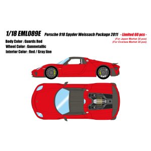 Photo: **Preorder** EIDOLON EML089E 1/18 Porsche 918 Spyder Weissach Package 2011 Guards Red Limited 60pcs