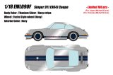 Photo: **Preorder** EIDOLON EML090F 1/18 Singer 911(964) Coupe Titanium Silver / Navy Stripe Limited 100pcs