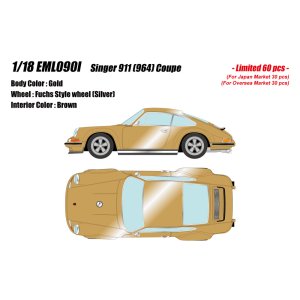 Photo: **Preorder** EIDOLON EML090I 1/18 Singer 911(964) Coupe Gold Limited 60pcs