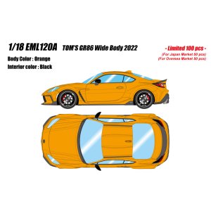 Photo: **Preorder** EIDOLON EML120A 1/18 TOM'S GR86 Wide Body 2022 Orange Limited 100pcs