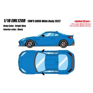 Photo: **Preorder** EIDOLON EML120D 1/18 TOM'S GR86 Wide Body 2022 Bright Blue Limited 50pcs