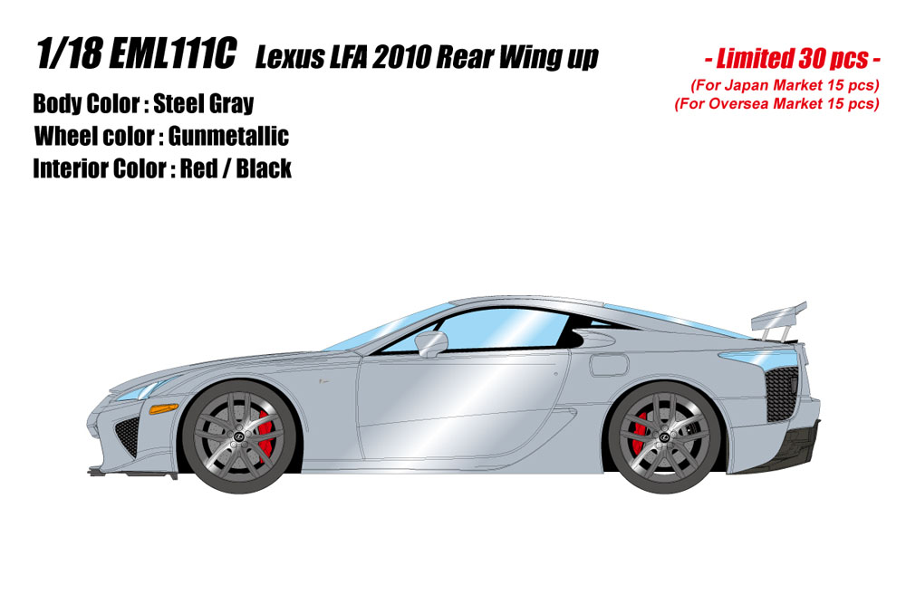 Photo1: **Preorder** EIDOLON EML111C 1/18 Lexus LFA 2010 Rear Wing up Steel Gray Limited 30pcs
