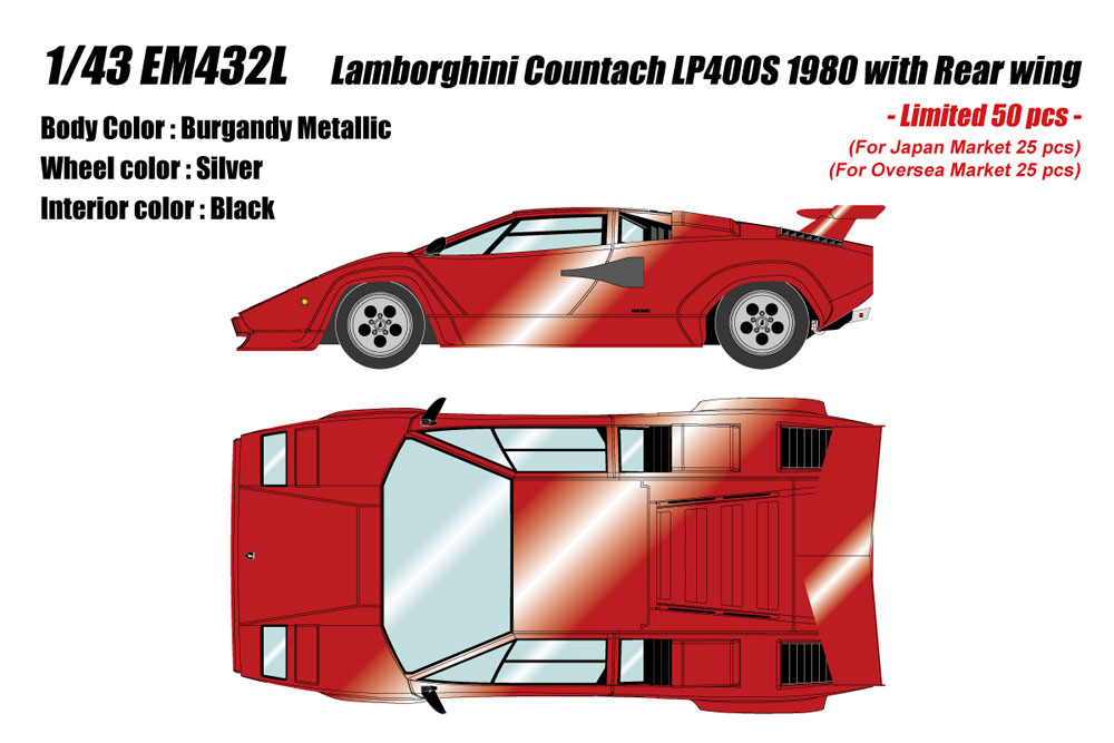 Photo1: **Preorder** EIDOLON EM432L Lamborghini Countach LP400S 1980 with Rear Wing Burgandy Metallic Limited 50pcs