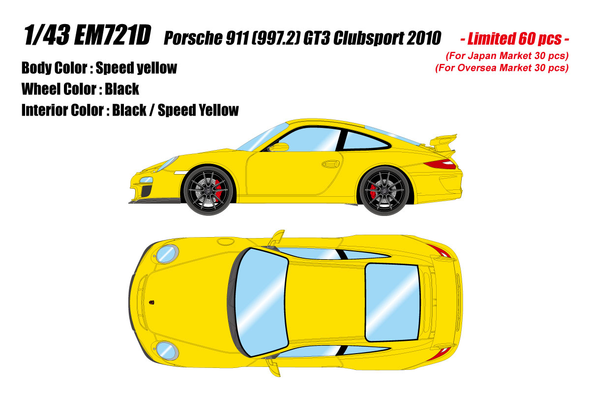 Photo1: **Preorder** EIDOLON EM721D Porsche 911 (997.2) GT3 Clubsport 2010 Speed Yellow Limited 60pcs