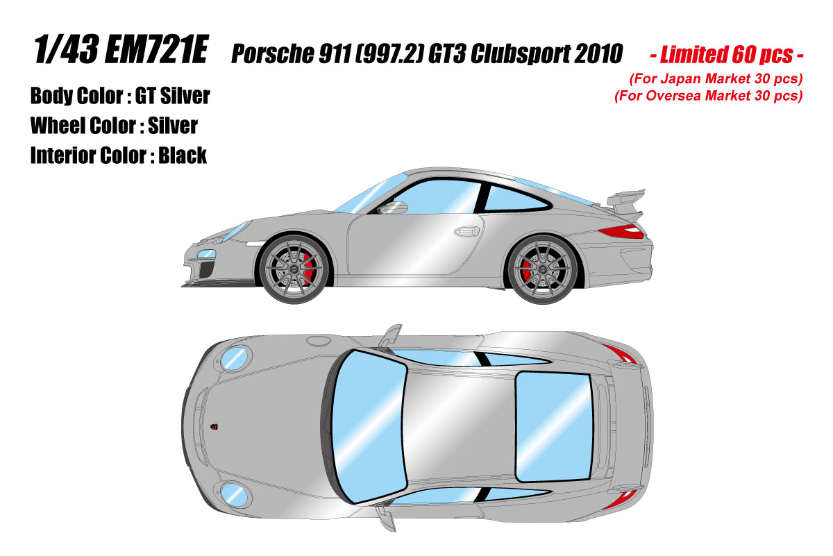 Photo1: **Preorder** EIDOLON EM721E Porsche 911 (997.2) GT3 Clubsport 2010 GT Silver Limited 60pcs