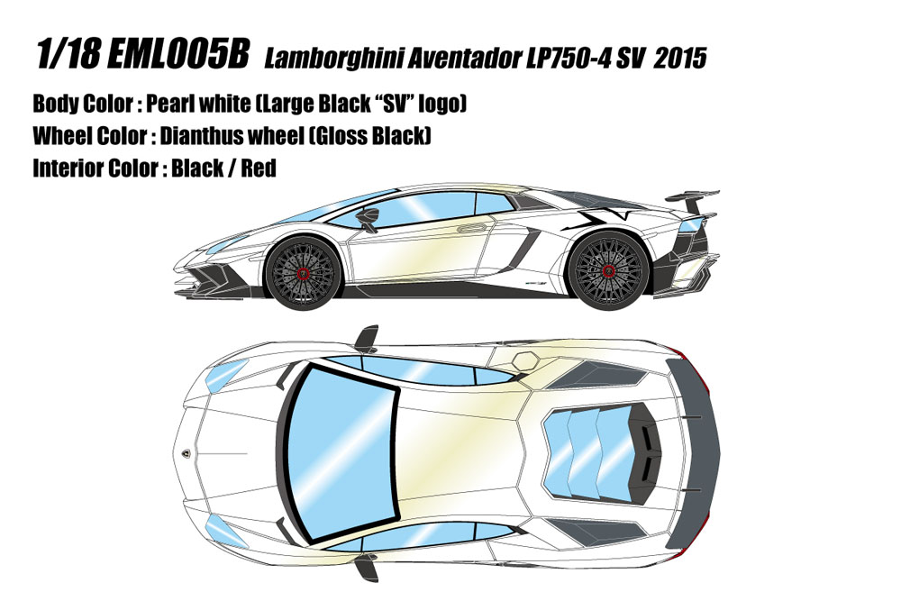 Photo1: **Preorder** EIDOLON EML005B 1/18 Lamborghini Aventador LP750-4 SV 2015 Pearl White (Large SV Logo)