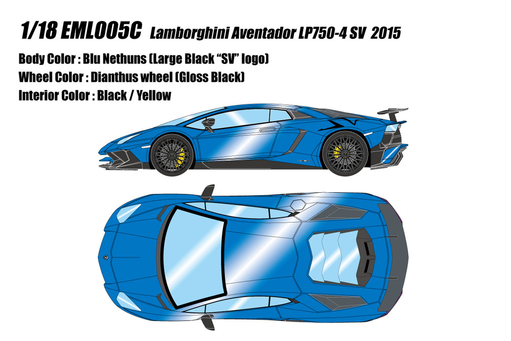 Photo1: **Preorder** EIDOLON EML005C 1/18 Lamborghini Aventador LP750-4 SV 2015 Blu Nethuns (Large SV Logo)