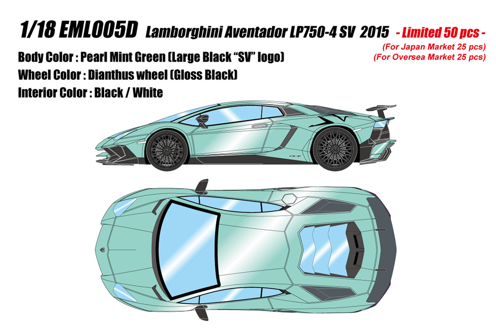 Photo1: **Preorder** EIDOLON EML005D 1/18 Lamborghini Aventador LP750-4 SV 2015 Pearl Mint Green (Large SV Logo) Limited 50pcs
