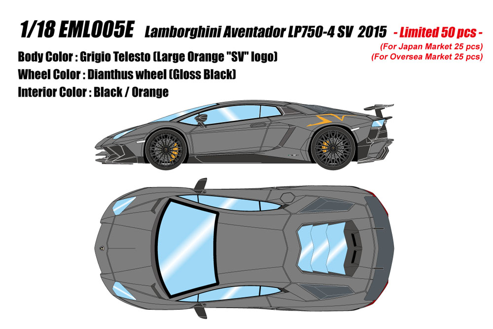 Photo1: **Preorder** EIDOLON EML005E 1/18 Lamborghini Aventador LP750-4 SV 2015 Grigio Telesto (Large SV Logo) Limited 50pcs