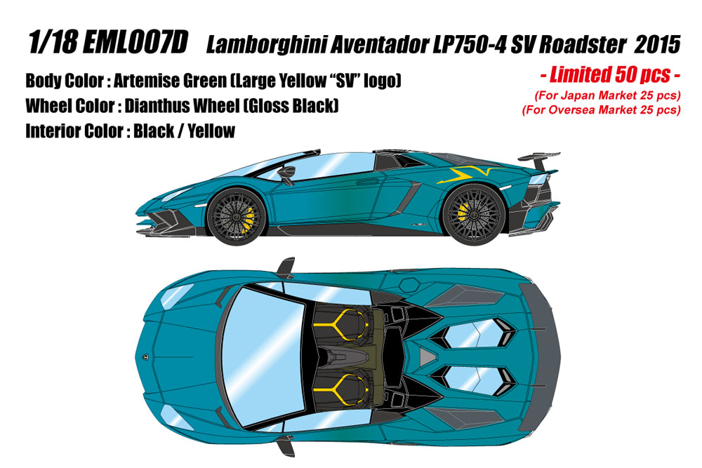 Photo1: **Preorder** EIDOLON EML007D 1/18 Lamborghini Aventador LP750-4 SV Roadster 2015 Artemise Green Limited 50pcs