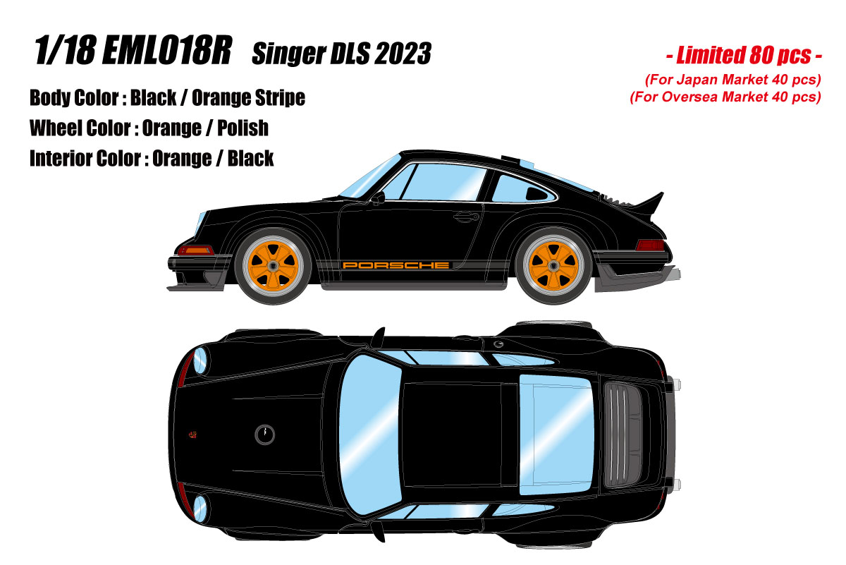 Photo1: **Preorder** EIDOLON EML018R 1/18 Singer DLS 2023 Black / Orange Stripe Limited 80pcs