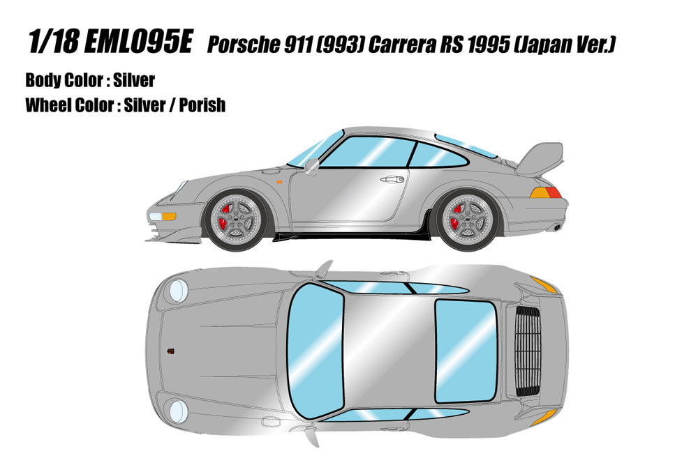 Photo1: **Preorder** EIDOLON EML095E 1/18 Porsche 911(993) Carrera RS 1995 (Japan Ver.) Silver