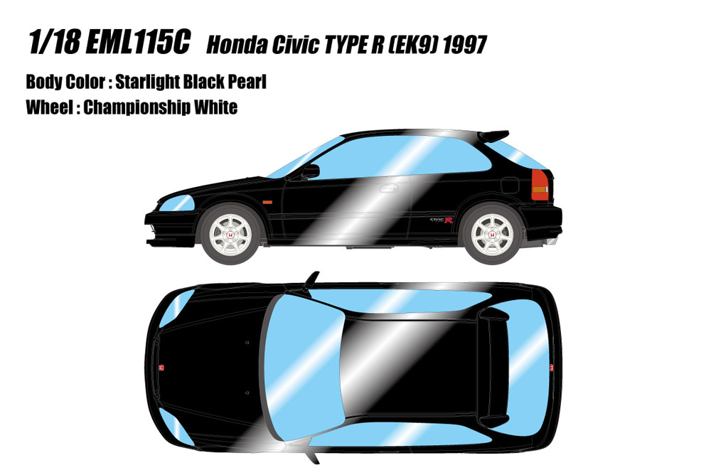 Photo1: **Preorder** EIDOLON EML115C 1/18 Honda Civic TYPE R (EK9) 1997 Starlight Black Pearl