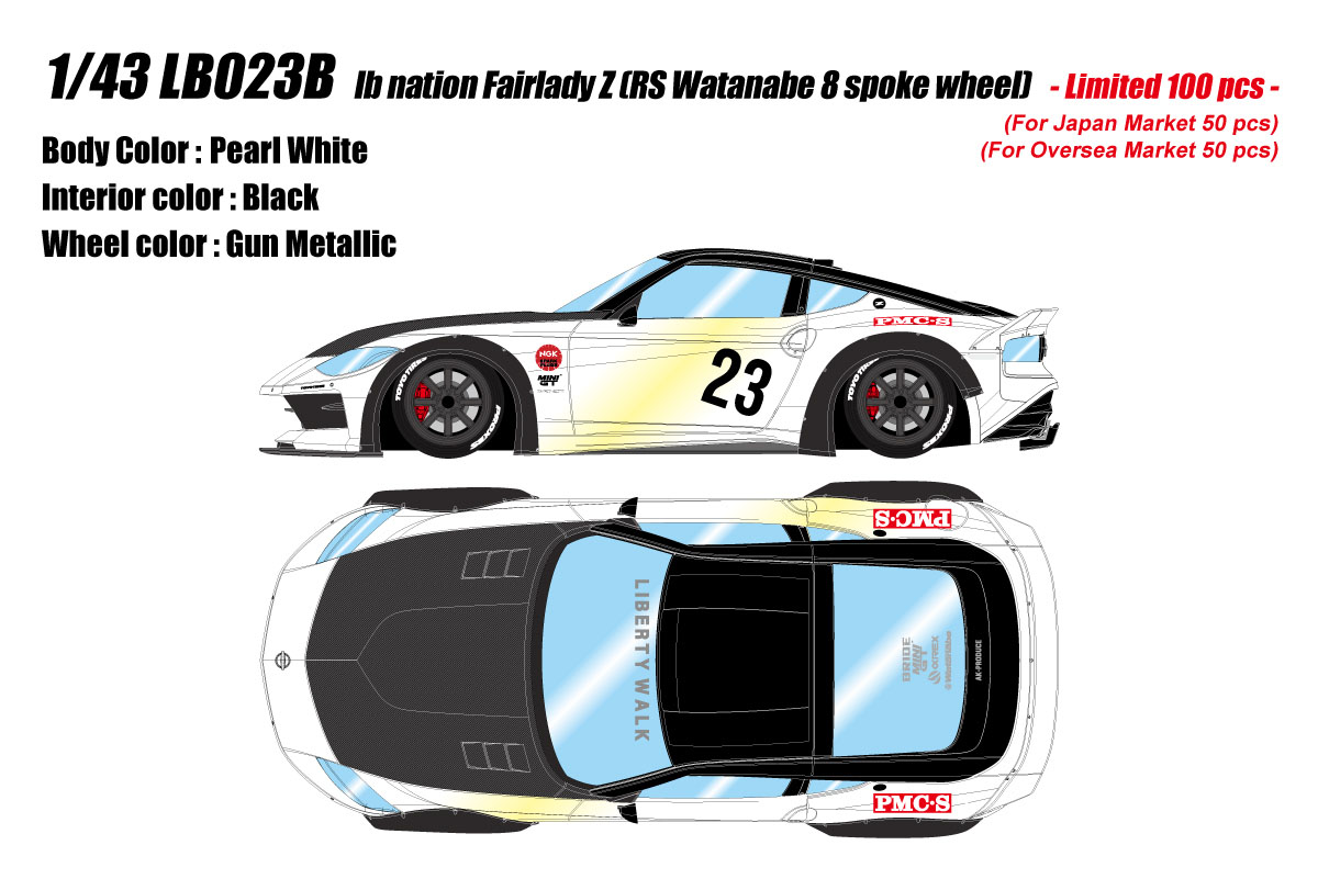 Photo1: **Preorder** EIDOLON LB023B 1/43 lb nation Fairlady Z (RS Watanabe 8spoke wheel) Pearl White Limited 100pcs