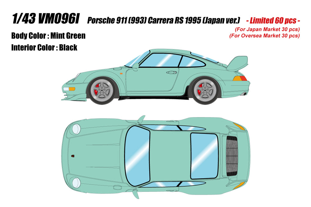 Photo1: **Preorder** VISION VM096I Porsche 911(993) Carrera RS 1995 (Japan ver.) Mint Green Limited 60pcs
