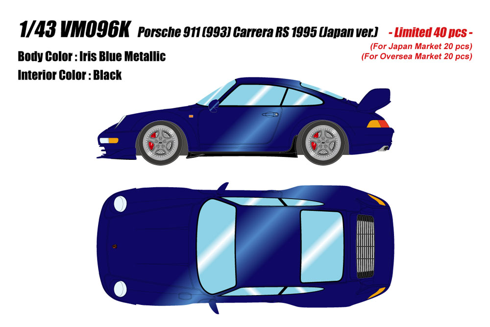 Photo1: **Preorder** VISION VM096K Porsche 911(993) Carrera RS 1995 (Japan ver.) Iris Blue Metallic Limited 40pcs