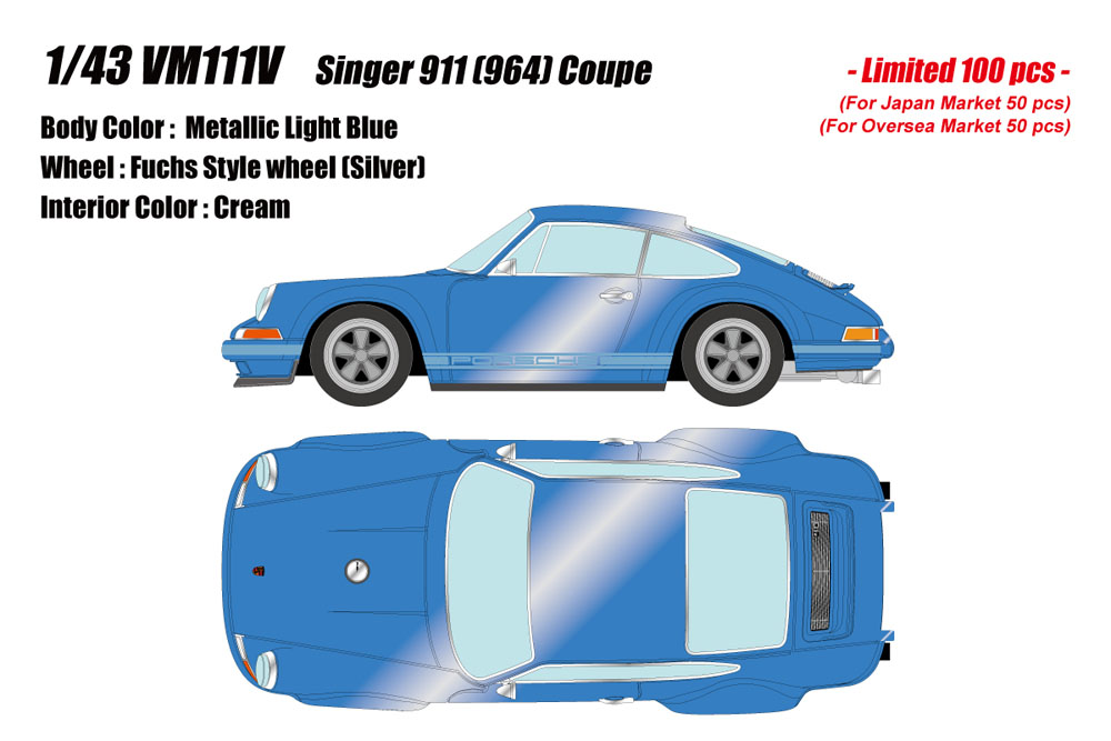 Photo1: **Preorder** EIDOLON VM111V Singer 911(964) Coupe Metallic Light Blue Limited 100pcs