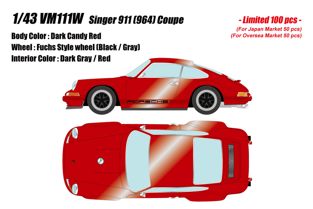 Photo1: **Preorder** EIDOLON VM111W Singer 911(964) Coupe Dark Candy Red Limited 100pcs