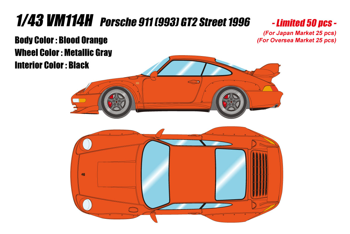 Photo1: **Preorder** VISION VM114H Porsche 911(993) GT2 Street 1996 Blood Orange Limited 50pcs