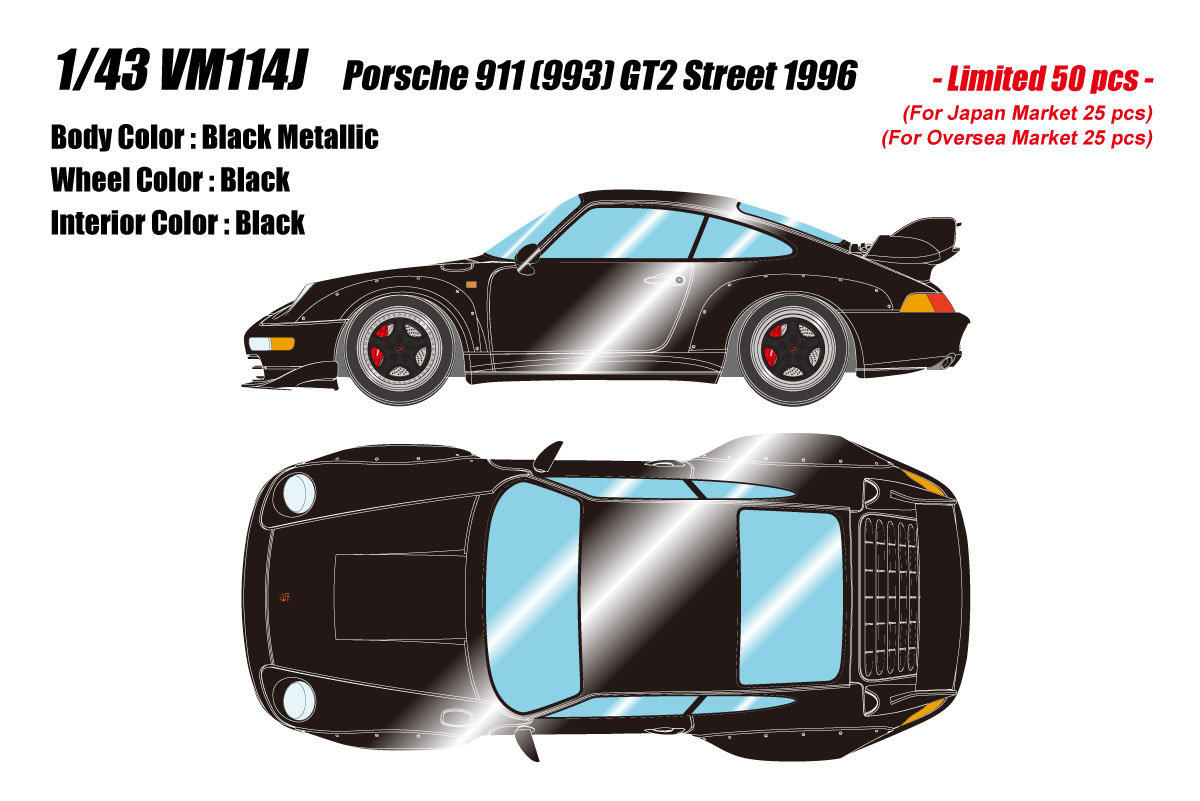 Photo1: **Preorder** VISION VM114J Porsche 911(993) GT2 Street 1996 Black Metallic Limited 50pcs