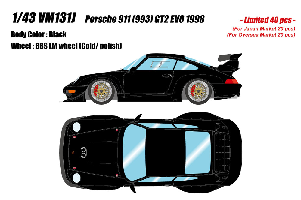 Photo1: **Preorder** VISION VM131J Porsche 911(993) GT2 EVO 1998 Black Limited 40pcs
