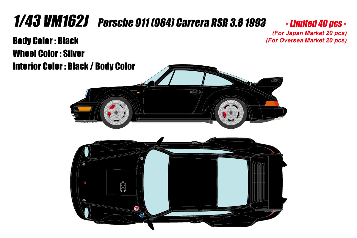 Photo1: **Preorder** VISION VM162J Porsche 911(964) Carrera RSR 3.8 1993 Black Limited 40pcs